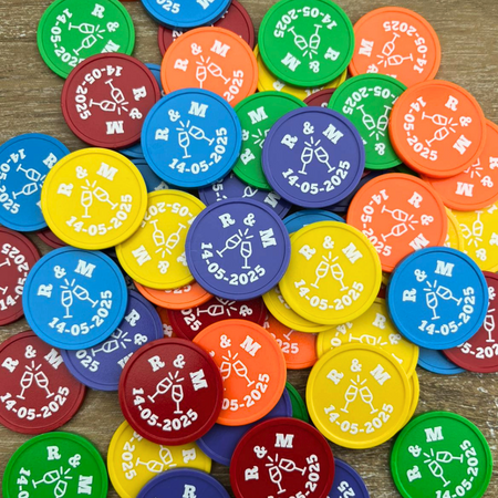 CombiCraft Kleurenmix bedrukte munten plastic Ø29mm - per 108 stuks