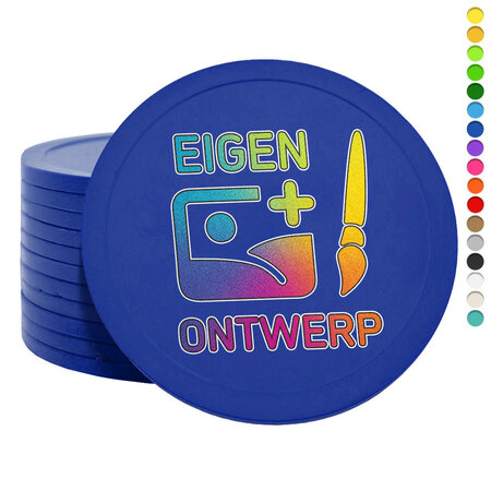 Grote plastic munten Ø70mm met jouw eigen ontwerp