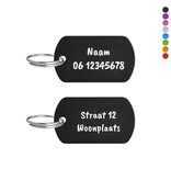 Honden tag aluminium middel 38x22mm met tekst - per stuk