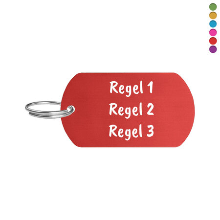 Aluminium ID-tag 50x28mm met tekst - per stuk