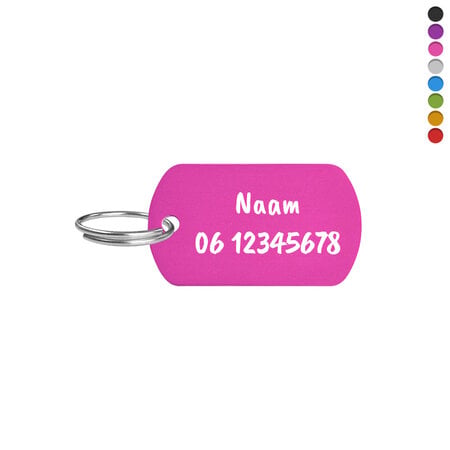 CombiCraft Aluminium ID-tag 38x22mm met tekst en telefoonnummer - per stuk