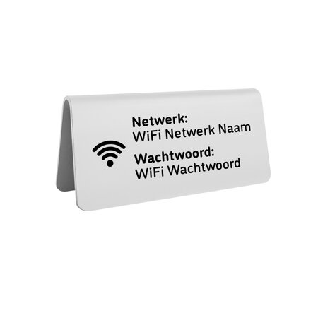Aluminium wifi bordje Elisto 100x50mm zilver - per stuk