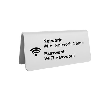 Aluminium wifi bordje Elisto 100x50mm zilver - per stuk