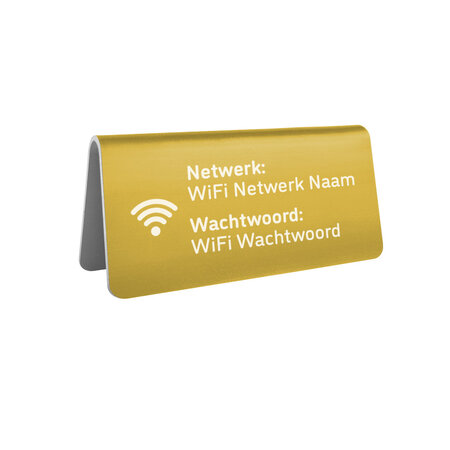 Aluminium wifi bordje Elisto 100x50mm goud - per stuk