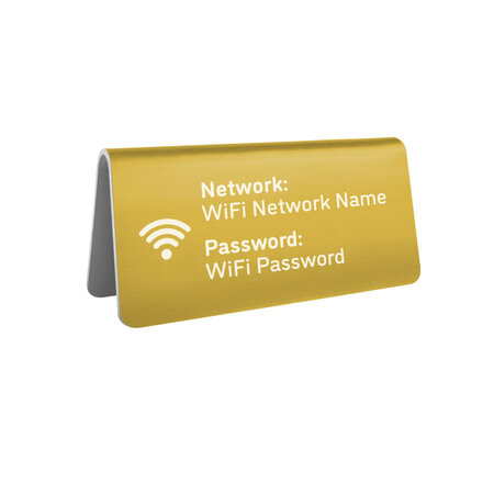 Aluminium wifi bordje Elisto 100x50mm goud - per stuk