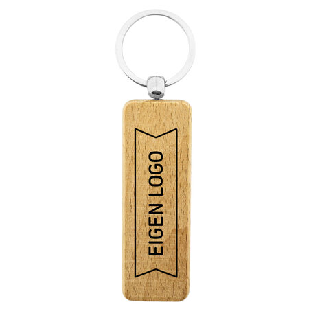 CombiCraft Houten sleutelhanger 27x80mm met logo - per stuk