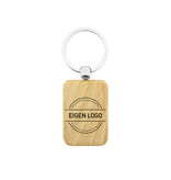 CombiCraft Houten sleutelhanger rechthoek 40x44mm met logo - per stuk