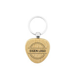 Houten sleutelhanger driehoek 40x40mm met logo  - per stuk