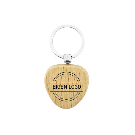 CombiCraft Houten sleutelhanger driehoek 40x40mm met logo  - per stuk
