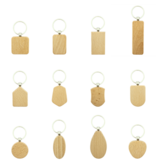 Houten sleutelhanger driehoek 40x40mm met logo  - per stuk
