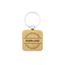 Houten sleutelhanger vierkant met logo