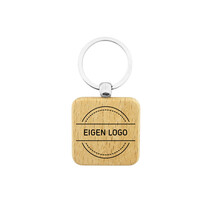 Houten sleutelhanger vierkant met logo