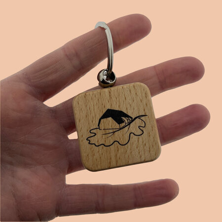 CombiCraft Houten sleutelhanger vierkant 40x40mm met logo - per stuk
