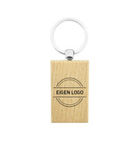 CombiCraft Houten sleutelhanger middel rechthoek 32x51mm met logo - per stuk