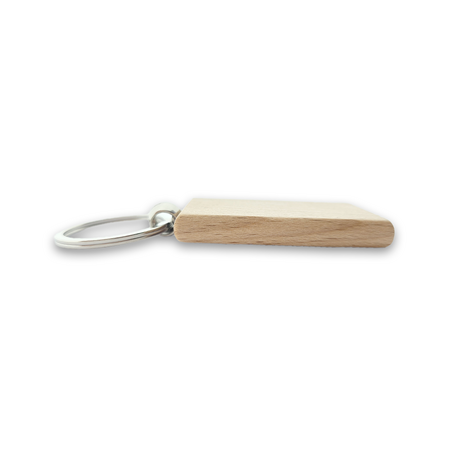 CombiCraft Houten sleutelhanger middel rechthoek 32x51mm met logo - per stuk