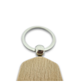 CombiCraft Houten sleutelhanger hexagon 35x48mm met logo - per stuk