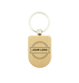 CombiCraft Houten sleutelhanger half ovaal 35x50mm met logo - per stuk