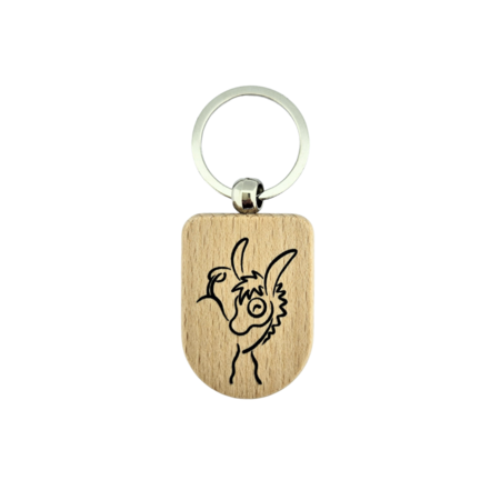 CombiCraft Houten sleutelhanger half ovaal 35x50mm met logo - per stuk