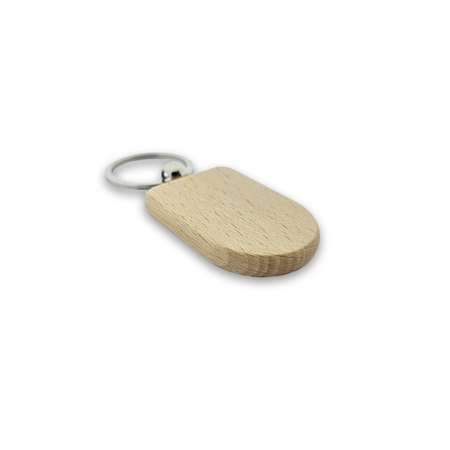CombiCraft Houten sleutelhanger half ovaal 35x50mm met logo - per stuk
