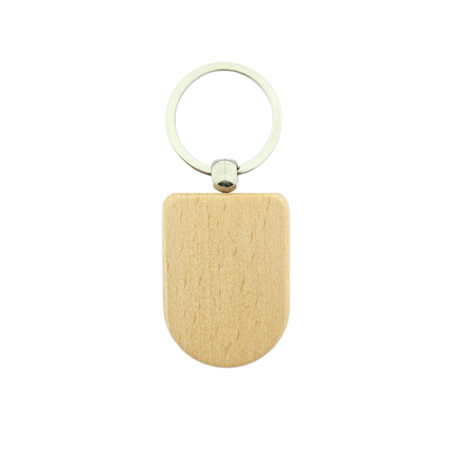 CombiCraft Houten sleutelhanger half ovaal 35x50mm met logo - per stuk