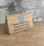 Tafelbordje van eikenhout 110x57mm met eigen ontwerp - per 1 stuk