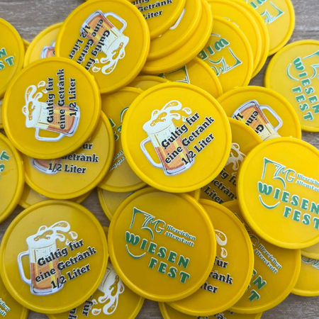 CombiCraft Plastic munten Ø35mm met jouw eigen ontwerp - per 100 stuks