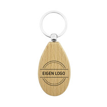 Houten sleutelhanger druppel met logo
