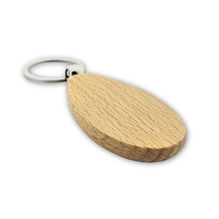 CombiCraft Houten sleutelhanger druppel 36x58mm met logo - per stuk