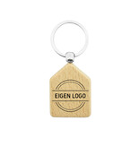 CombiCraft Houten sleutelhanger huis 35x45mm met logo - per stuk