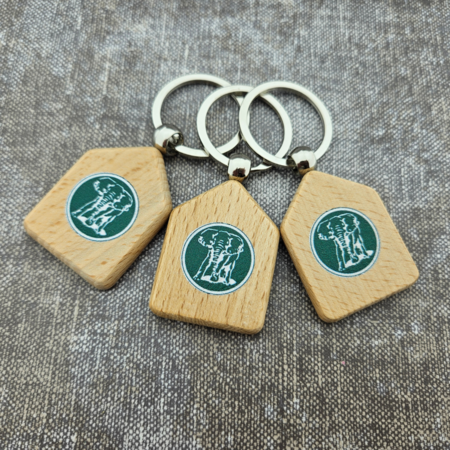 CombiCraft Houten sleutelhanger huis 35x45mm met logo - per stuk