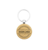 CombiCraft Houten sleutelhanger cirkel 40x40mm met logo - per stuk