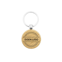 Houten sleutelhanger cirkel met logo
