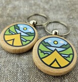 CombiCraft Houten sleutelhanger cirkel 40x40mm met logo - per stuk