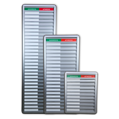 CombiCraft Aluminium aanwezigheidsbord met Aanwezig-Afwezig voor 10 personen - per stuk