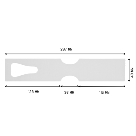 Blanco sleufetiketten 297x48mm met metaaldetectie op rol - per 500 etiketten
