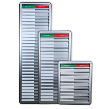 CombiCraft Aluminium aanwezigheidsbord met Présent-Absent voor 30 personen - per stuk