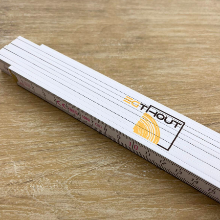 Houten duimstok 2 meter met naam - per stuk