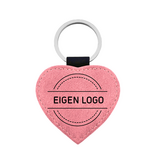 CombiCraft Leren sleutelhanger hart met eigen ontwerp 62x57mm roze - per stuk