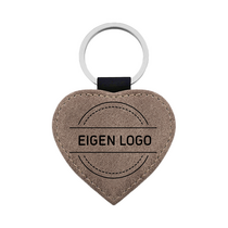 Leren sleutelhanger hart met ontwerp grijs