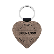 Leren sleutelhanger hart met ontwerp grijs