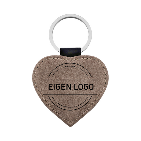 CombiCraft Leren sleutelhanger hart met eigen ontwerp 62x57mm licht bruin - per 1 stuk