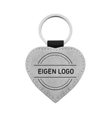 CombiCraft Leren sleutelhanger hart met eigen ontwerp 62x57mm lichtgrijs - per 1 stuk