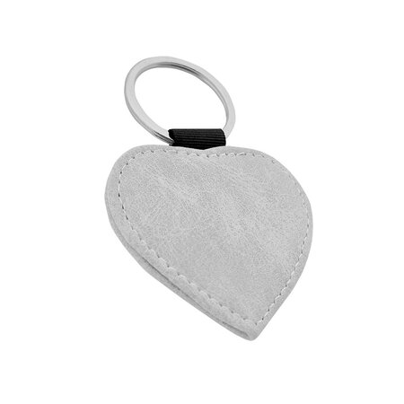 CombiCraft Leren sleutelhanger hart met eigen ontwerp 62x57mm lichtgrijs - per 1 stuk