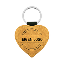 Leren sleutelhanger hart met ontwerp okergeel