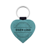 CombiCraft Leren sleutelhanger hart met eigen ontwerp 62x57mm turquoise - per 1 stuk