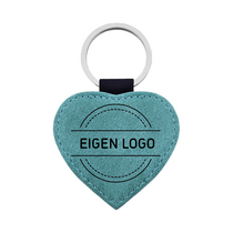 Leren sleutelhanger hart met ontwerp turquoise