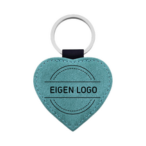 Leren sleutelhanger hart met ontwerp turquoise