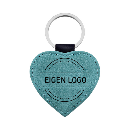 CombiCraft Leren sleutelhanger hart met eigen ontwerp 62x57mm turquoise - per 1 stuk
