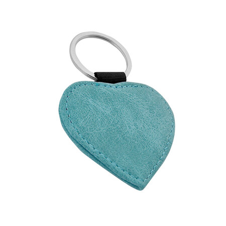 CombiCraft Leren sleutelhanger hart met eigen ontwerp 62x57mm turquoise - per 1 stuk
