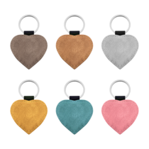 Blanco leren sleutelhanger hart
